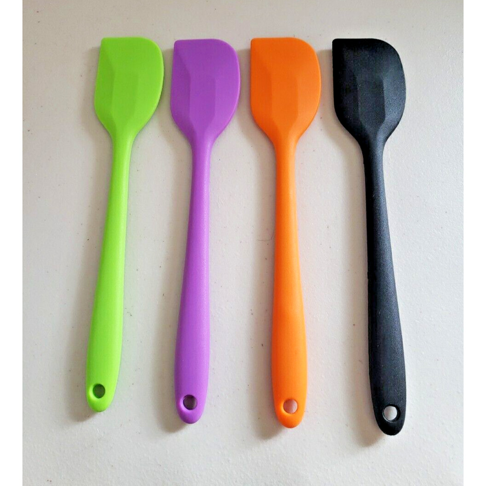 Silicone Spatula 4 pc Kitchen Baking Cooking Halloween Orange Black Green Purple